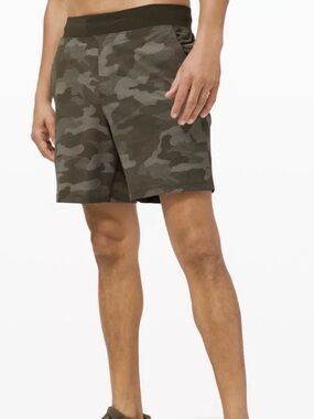 lululemon athletica Men's Olive Camo Athletic Shorts